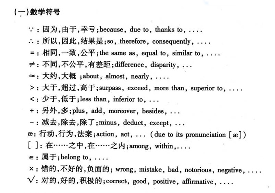 英语口译笔记数学符号