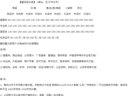优优重庆翻译有限公司笔译价格