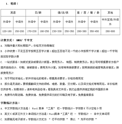 上海宇译翻译有限公司笔译，口译及同传价格