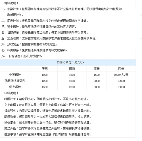 武汉市华译翻译有限公司笔译，口译价格