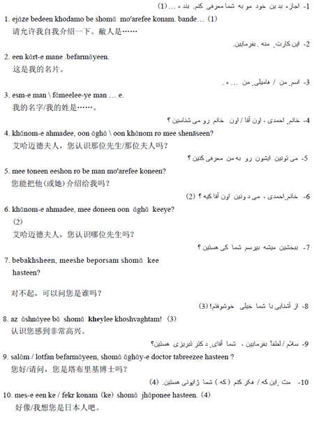 波斯语常用口语介绍