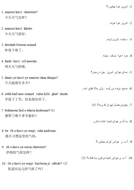 波斯语常用口语介绍