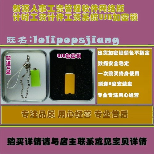 新源人事工资管理软件网络版 计时计件 USB加密锁