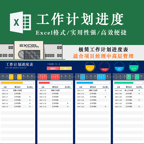 每周重点工作进度看板表格 月度计划跟踪软件
