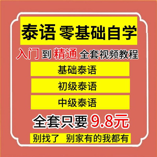 泰语自学入门视频学习 初级中级基础泰语教程课程