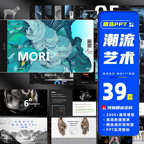 ppt模板 艺术高端时尚个性抽象潮流风设计感 精选课件