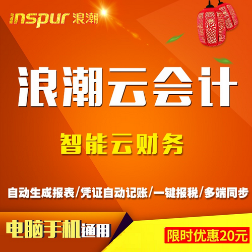 浪潮云会计 自动记账生成报表 一键报税 电脑手机通用