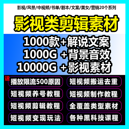 短视频音乐风景素材 影视电影解说文案配音