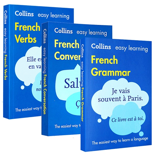 英文原版 轻松学法语语法+法语动词+法语口语会话