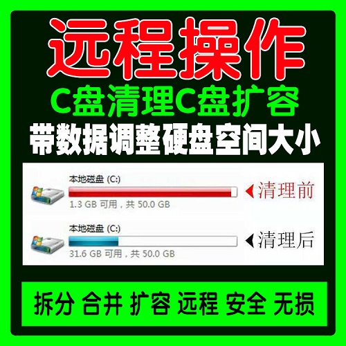C盘清理 C盘扩容远程电脑笔记本台式扩容